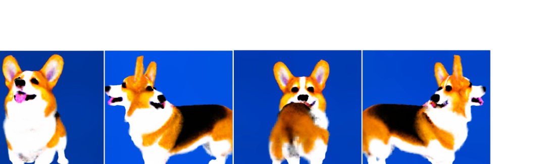 Multiple inconsistent views illustrating the Janus failure mode in text-to-3D generation